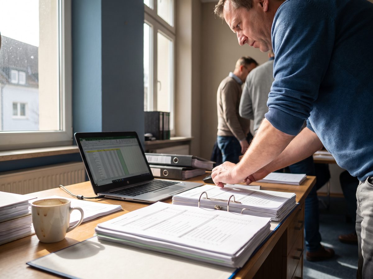 Interner Auditor bereitet Unterlagen für einen Auditgang vor